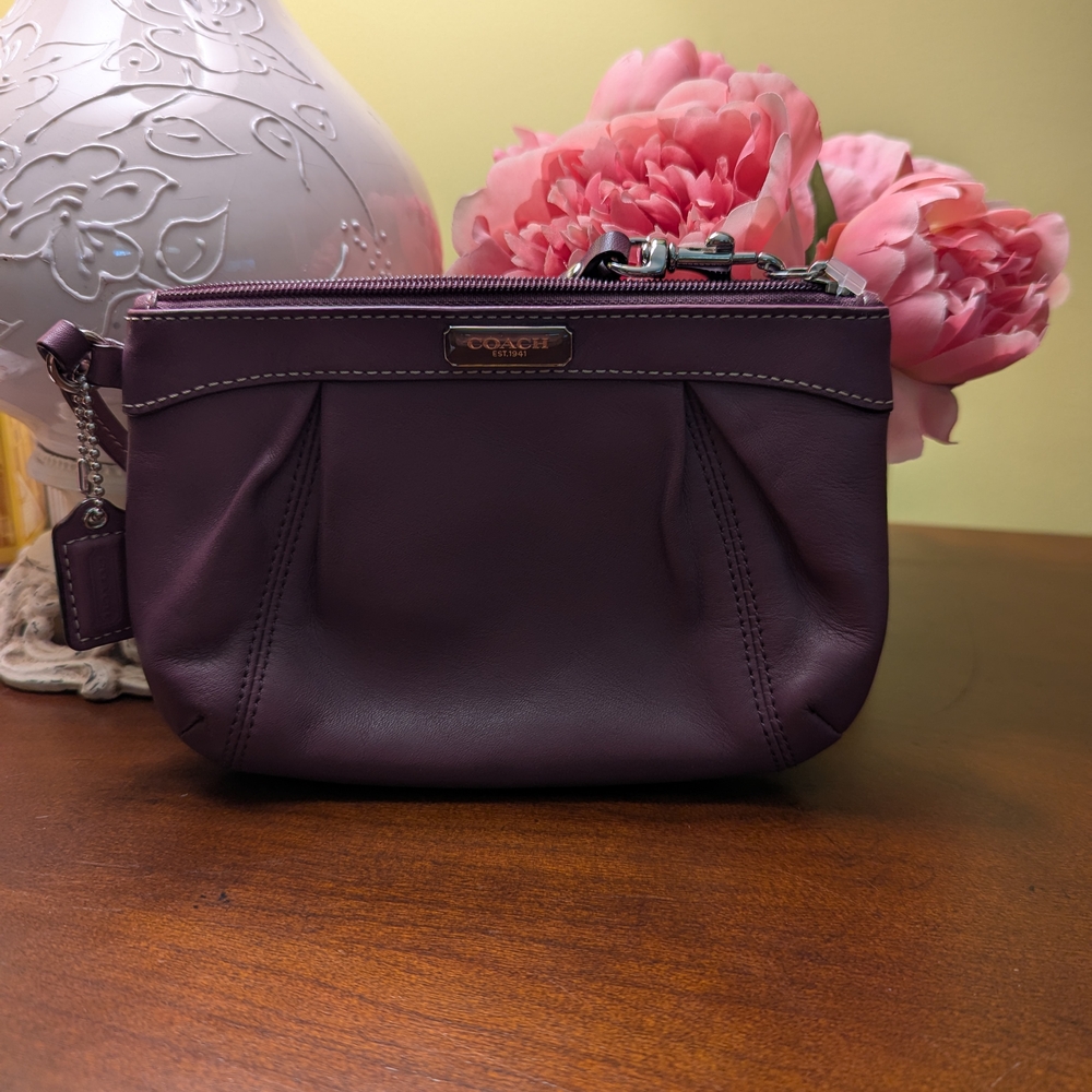 Coach Purple Leather Wristlet - Picture 2 of 7